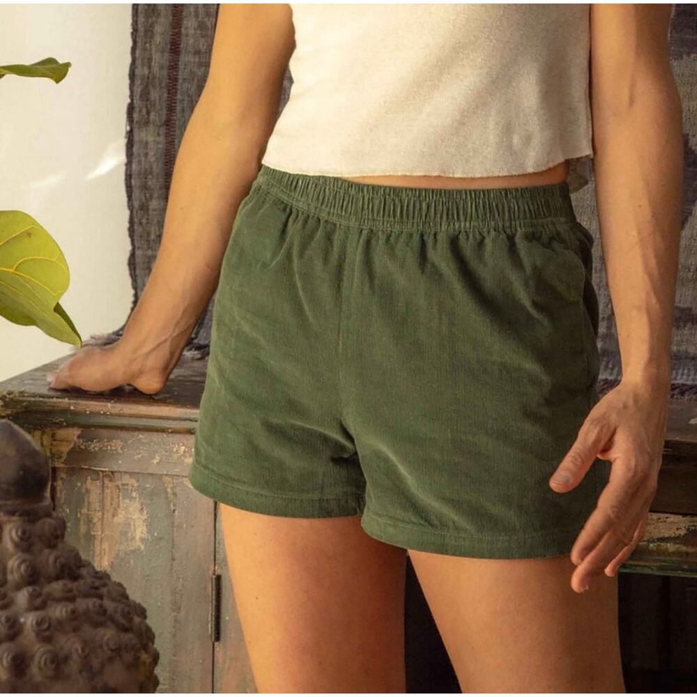 Women's Green Corduroy Shorts